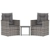 vidaXL 3-dielna záhradná sedacia súprava s podložkami polyratan sivá