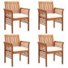 vidaXL Záhradné jedálenské stoličky s vankúšmi 4 ks akáciový masív