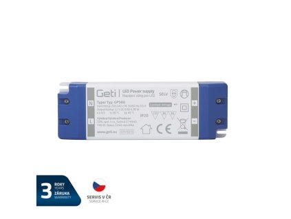 Zdroj spínaný pre LED 12V/ 80W  GETI  GPS80, IP20