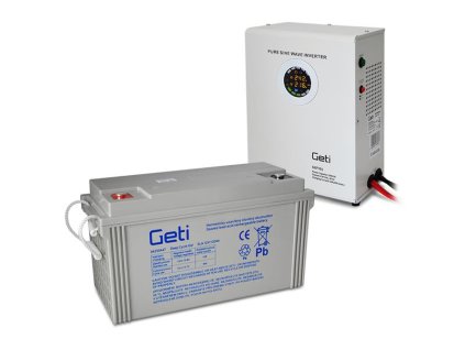 Zdroj záložný GETI GEP701 sinus 700W nástenný + baterie 120Ah