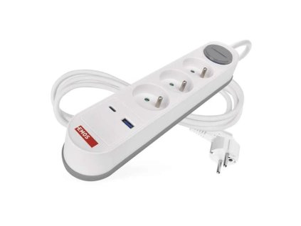 Predlžovací prívod 3 zásuvky 2m EMOS P1312FC USB s vypínačom