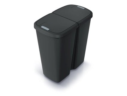 Kôš odpadkový COMPACTA Q DUO recyklovaná čierna s čiernym vekom 45l