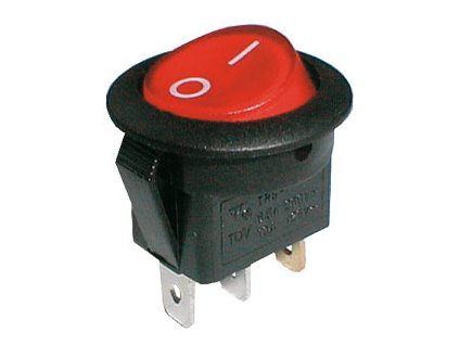 TIPA Přepínač kolébkový kul. pros. 2pol./3pin ON-OFF 250V/6A červený