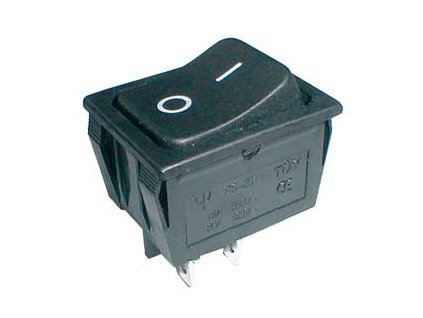 TIPA Přepínač kolébkový 2pol./4pin ON-OFF 250V/15A černý.