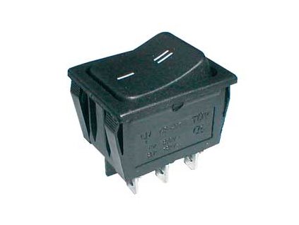 TIPA Přepínač kolébkový 2pol./6pin ON-ON 250V/15A černý