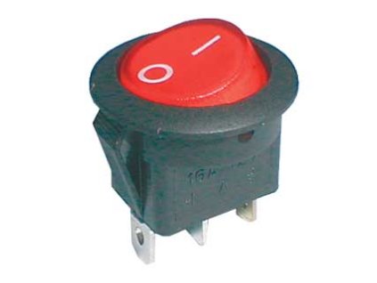 TIPA Přepínač kolébkový kul. pros. 2pol./3pin ON-OFF 16A/12VDC červený