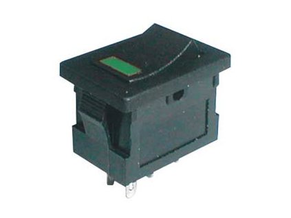 TIPA Přepínač kolébkový 2pol./4pin ON-OFF 250V/3A LED zelený