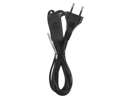 EMOS Flexo šňůra PVC 2x0,75mm 2m čierna s vypínačom