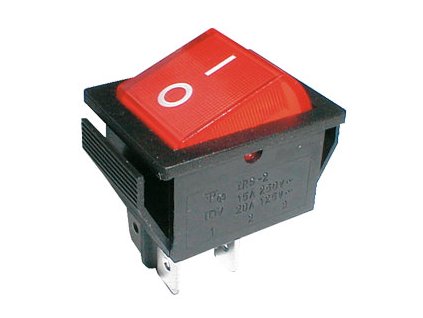 TIPA Přepínač kolébkový 2pol./4pin ON-OFF 250V/15A pros. červený