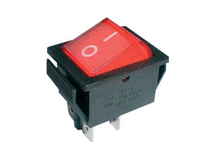 TIPA Přepínač kolébkový 2pol./4pin ON-OFF 250V/15A červený