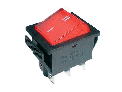TIPA Přepínač kolébkový 2pol./6pin ON-ON 250V/15A červený