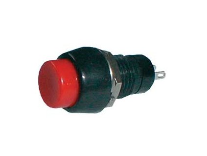 TIPA Přepínač tlačítko kul. OFF-(ON) střed. červený (12V)