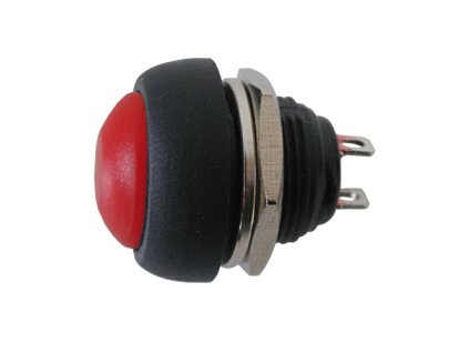 TIPA Přepínač tlačítko kul. OFF-(ON) střed červený