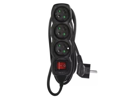 EMOS Predlžovací prívod s vypínačom 3 zásuvky 1,5m čierny
