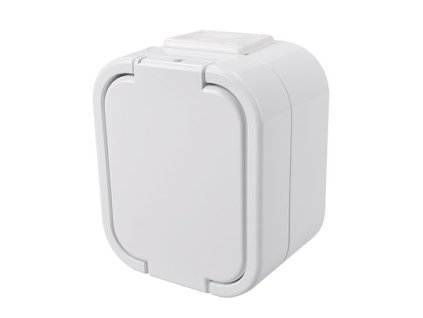 SOLIGHT Zásuvka nástěnná do vlhka s víčkem bílá 5D06