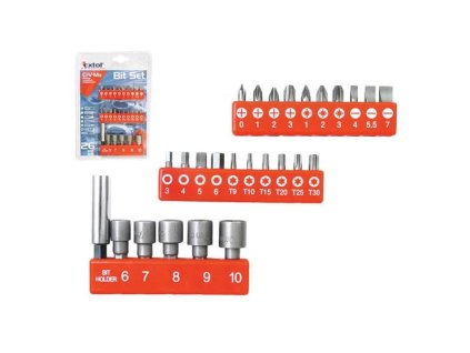 EXTOL Hroty, sada 26ks nástrčné hlavice 6-7-8-9-10mm, magnetický držák hrotů EXTOL PREMIUM