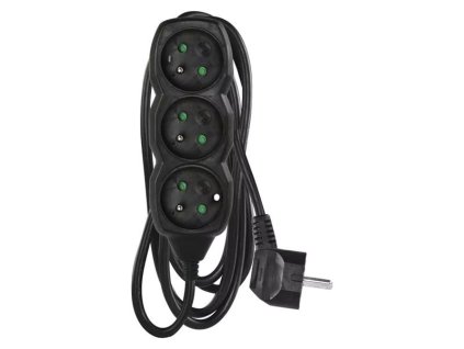 EMOS Predlžovací prívod 3 zásuvky 1,5m černý