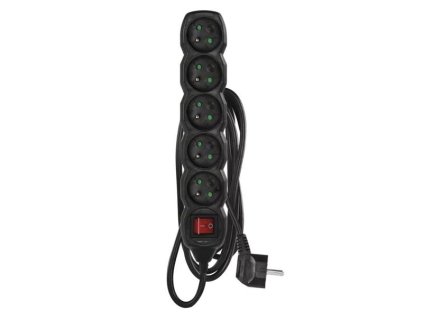 EMOS Predlžovací prívod s vypínačom 5 zásuvek 3m černý