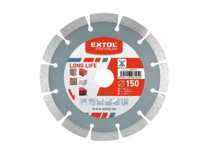 EXTOL Kotúč diamantový rezný segmentový Long Life, 125x22, 2mm, suché rezanie, EXTOL PREMIUM