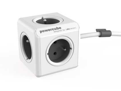 ALLOCACOC Zásuvka PowerCube EXTENDED s káblom 1.5m šedá