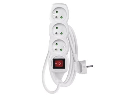 EMOS Predlžovací prívod s vypínačom 3 zásuvky 1,5m biely