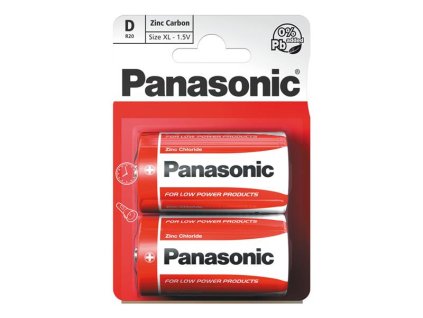 PANASONIC Baterie R20 (D) Red zinkouhlíková, PANASONIC 2BP