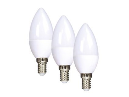 SOLIGHT Žiarovka LED ECOLUX sviečka, 6W, E14, 3000K, 450L, 3ks WZ431-3