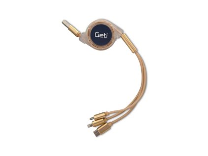 GETI Kabel USB 3v1 samonavíjací Geti GCU 05 zlatý