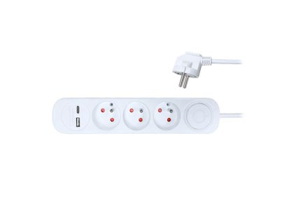 SOLIGHT Predlžovací kábel 3 zásuvky 2m SOLIGHT PP111USBC