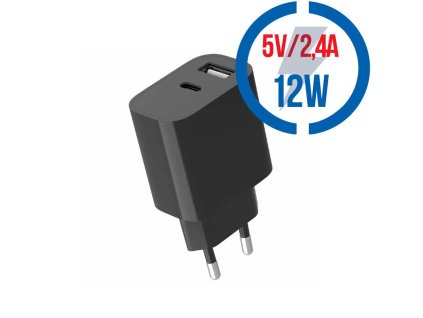 Gembird GEMBIRD TA-UC-2AC12-01-BK, Nabíjačka, U/USB-C, 12W