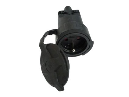 SOLIGHT Zásuvka gumová, do vlhka a prachu, přímá, IP65, černá