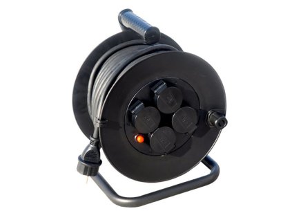 SOLIGHT Prodlužovací přívod na bubnu, venkovní, 4 zásuvky, černý, 50m PB34