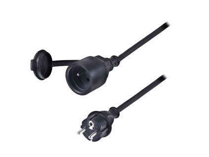 SOLIGHT Prodlužovací přívod - spojka, 1 zásuvka, černá, gumová, 10m SOLIGHT PS31
