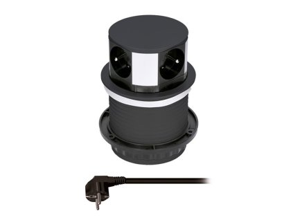 SOLIGHT Výsuvný blok zásuviek Solight PP100-B, 4 zásuvky, kruhový tvar