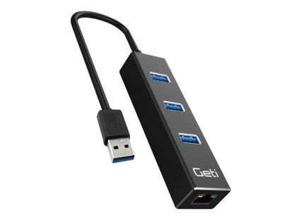GETI USB rozbočovač Geti GUH3AE 3x USB-A 3.0 + 1x Ethernet