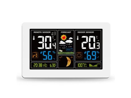 SOLIGHT Meteostanice SOLIGHT TE81W extra velký barevný LCD, teplota, vlhkost, tlak, RCC, USb nabíjení, bílá