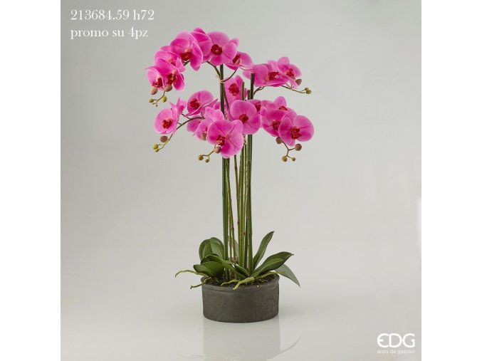 Růžová umělá orchidej Phalaenopsis v květináči 72cm