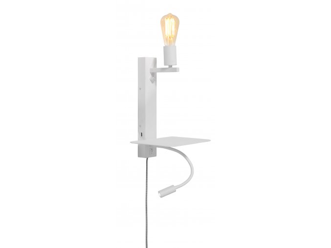 Nástěnná lampa Florence bílá s lampičkou a stmívačem