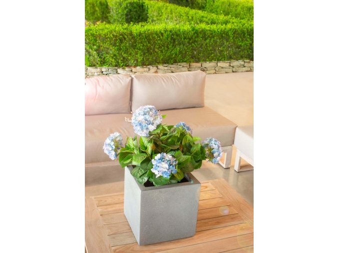 Květináč, venkovní, Polystone Cube, kostka, šedá, Fleur Ami