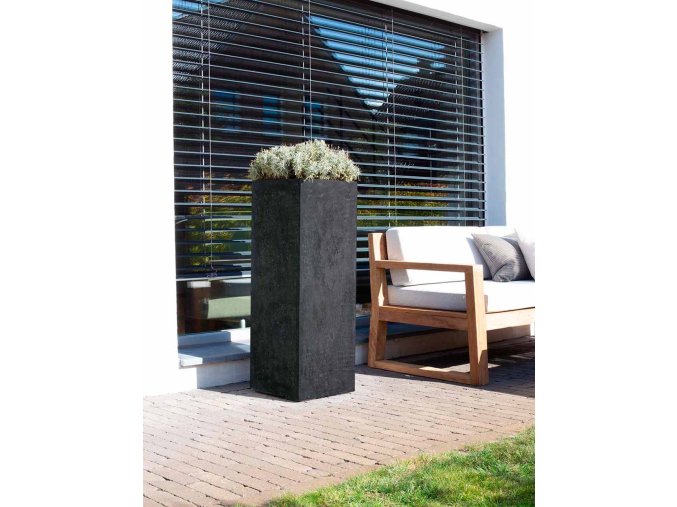 Květináč Roccastone, KVÁDR, sloup, předělovač venkovní, podlahový květináč, květináč, velký, beton, antracit, Fleur Ami