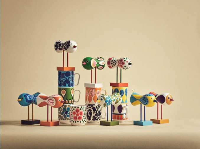 barevní ptáci, soška, Birds 1967, Design House Stockholm