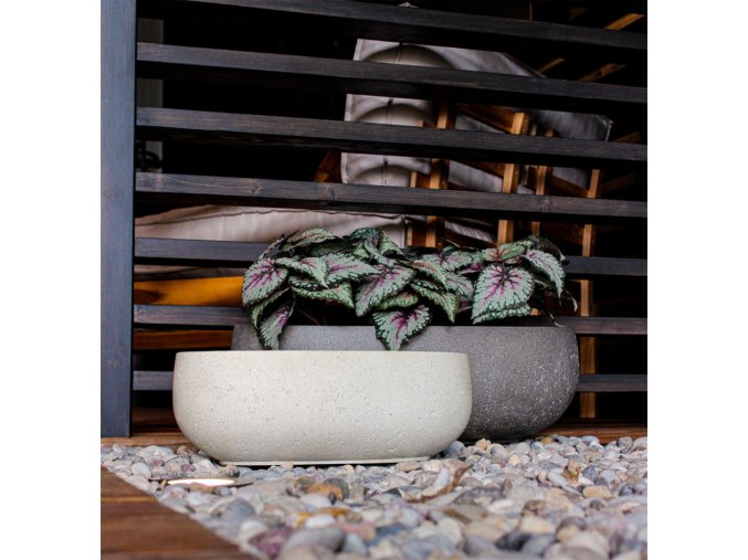 bílá, květináč Grigio, Longtail, podlouhlá mísa, Antique White, Luca Lifestyle