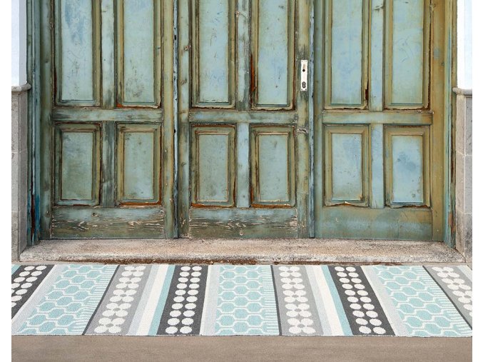 Tyrkysový tkaný vinylový koberec běhoun Pappelina ASTA Pale Turquoise, s ornamenty