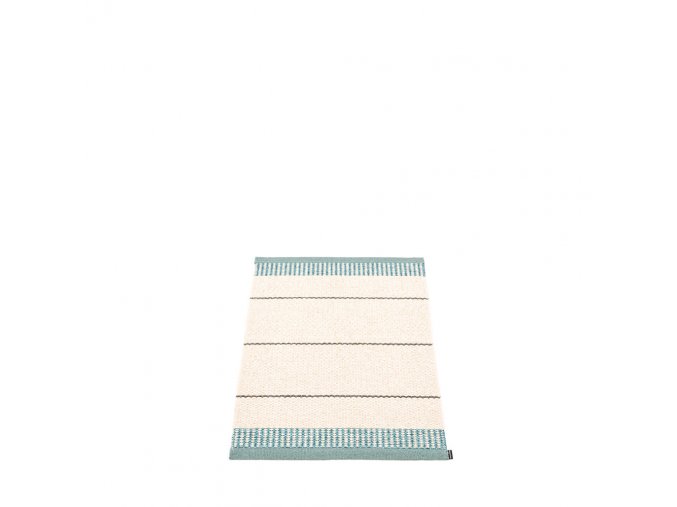 Modrý tkaný vinylový koberec běhoun Pappelina Belle Haze, s pruhy