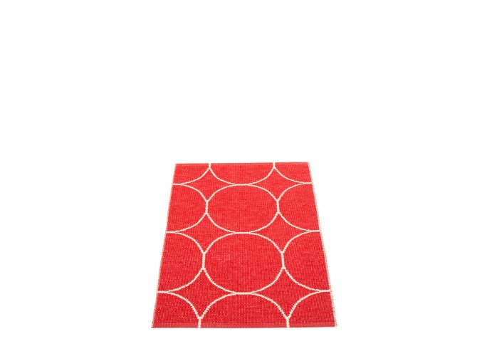 červený tkaný vinylový koberec běhoun Pappelina Boo red, kruhy
