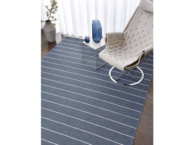 Šedý tkaný vinylový koberec běhoun Pappelina Carl Granit, pruhy
