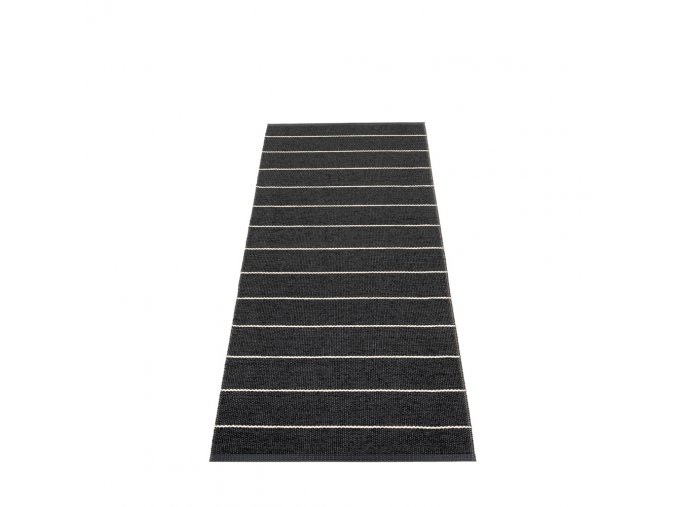 černý tkaný vinylový koberec běhoun Pappelina Carl Black, pruhy