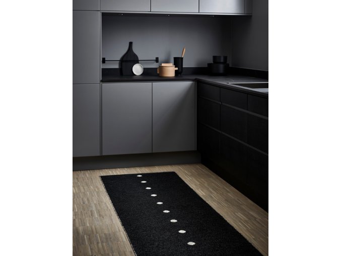 šedá, černá, vinylový koberec PEG, tečkovaný, puntíkovaný, Black, Linen