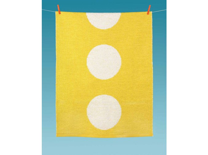 Žlutý tkaný vinylový koberec běhoun Pappelina VERA Lemon, kruhy