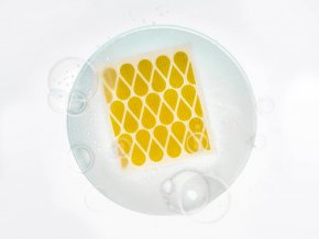 Tmavě žlutá, bílá, houbová utěrka na nádobí se vzorem kapek Pappelina OTIS